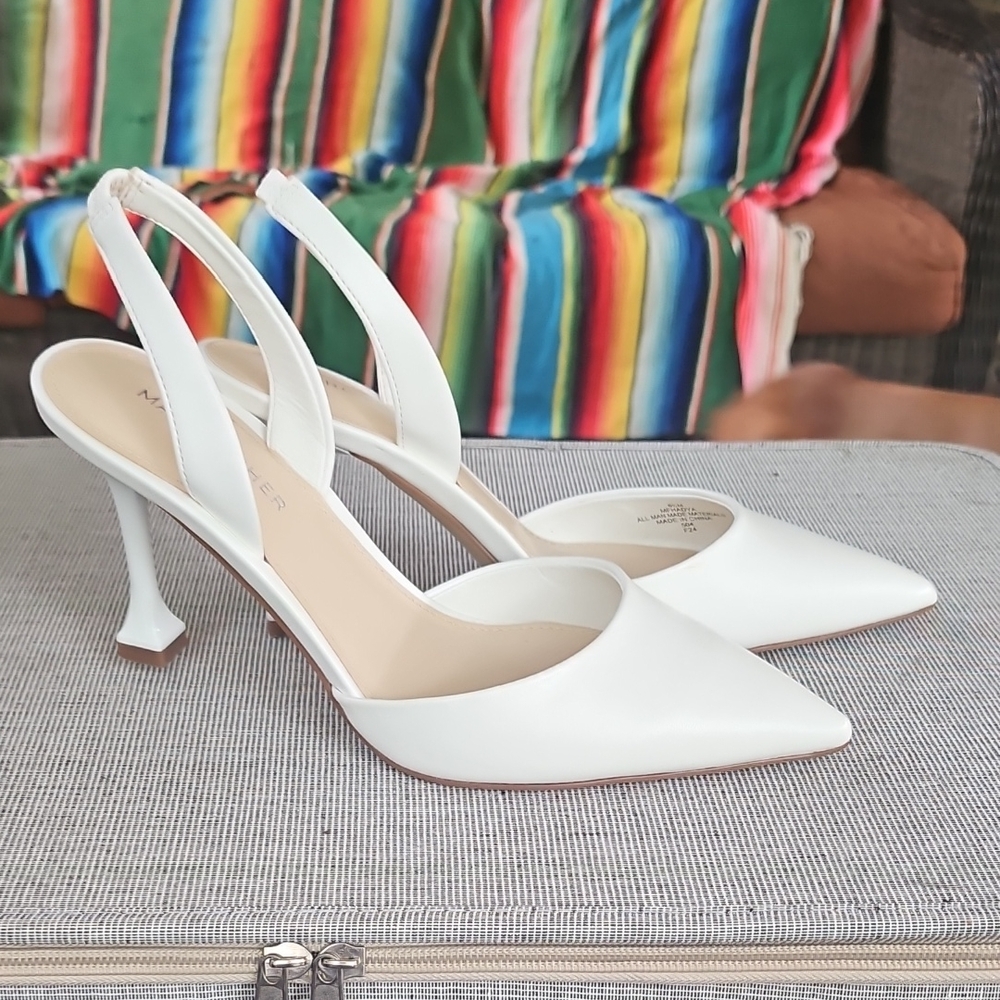 Marc Fisher White Slingback Sandals